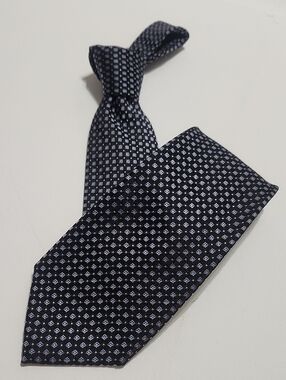 Michael Kors 100% Silk Tie - Blue & Black Geometric Pattern